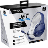 Hyperx Cloud Jet Dual Wireless & Bluetooth Gaming Headset Signature Hyperx Sound Swivel To Mute Boom Mic Up To 25 Hours Of Playtime Intuitive Audio Controls , Blue - CompuMe